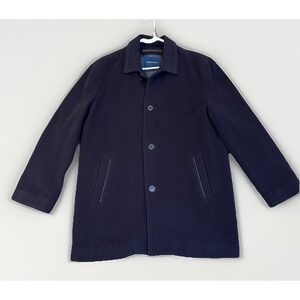COLE HAAN Men's Classic Fit CarCoat Navy Sz L Wool/Cashmere/Nylon, Designer EUC